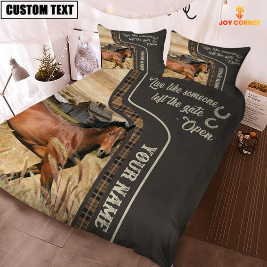 JoyCorners Horse Like Someone Left The Gate Open Customized Name 3D Bedding Set