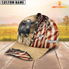 Joycorners Holstein American Flag Custom Name Retro Cap