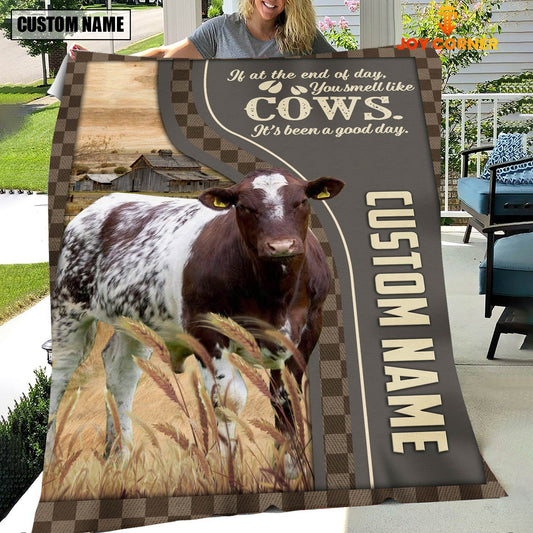 Joycorners Personalized Name Shorthorn A Good Day Blanket