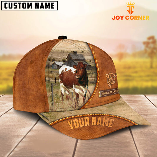 Joycorners Custom Name Pinzgauer Cattle Leather Pattern Cap