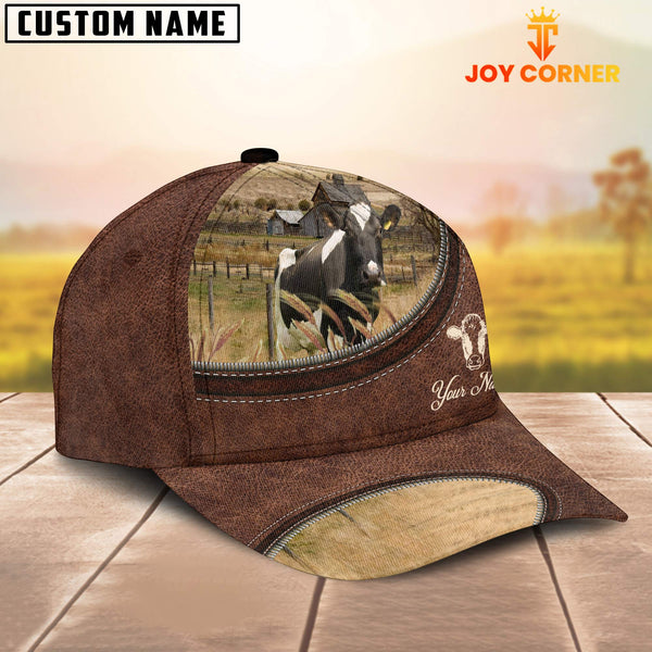 Joycorners Holstein On The Farm Customized Name Leather Pattern Cap