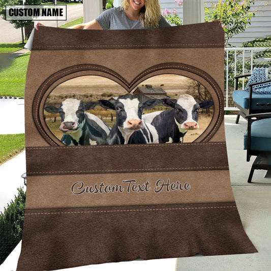 Joycorners Holstein In Heart Personalized Name Blanket