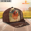 Joycorners Chicken Customized Name Leather Pattern Cap