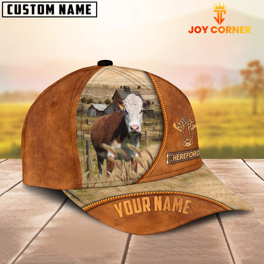 Joycorners Custom Name Hereford Leather Pattern Cap TT6