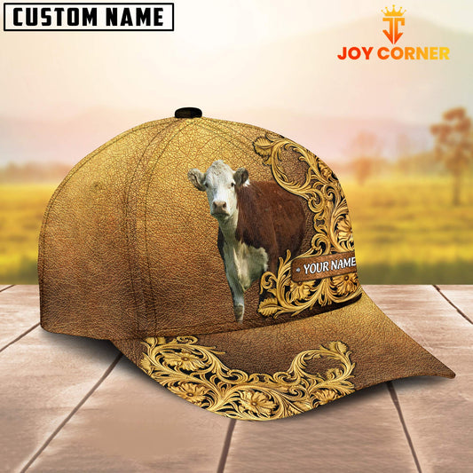 Joycorners Hereford Pattern Customized Name 3D Yellow Cap