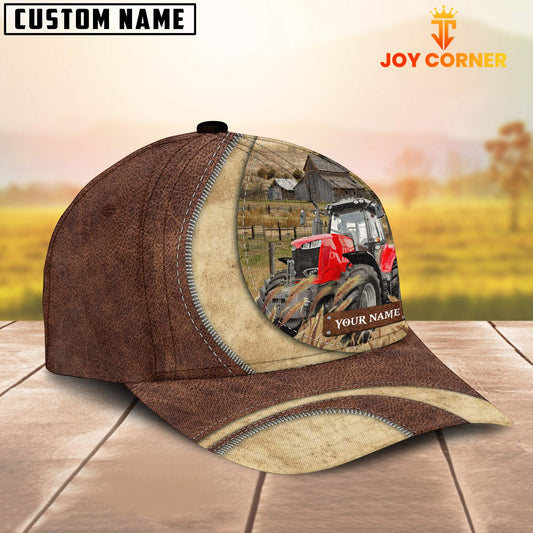 Joycorners Red Tractor Customized Name Farm Barn Cap