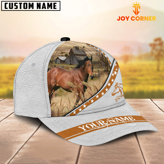 Joycorners Horse White Pattern Customized Name 3D Cap