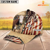 Joycorners Hereford American Flag Custom Name Retro Cap