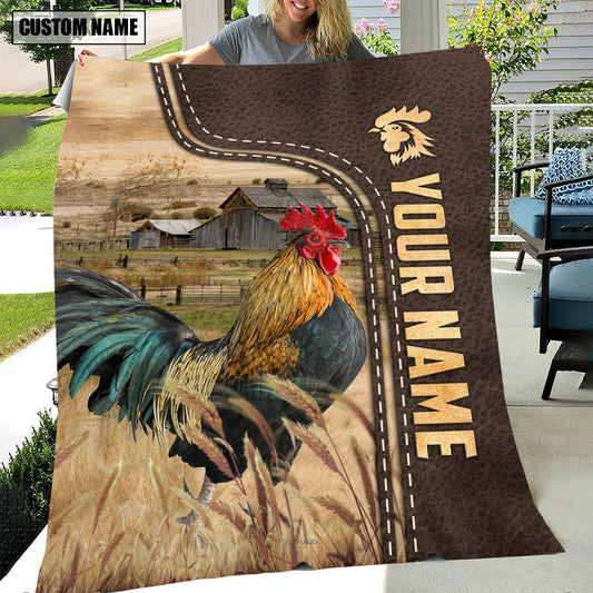 Joycorners Personalized Name Chicken Leather Pattern Blanket