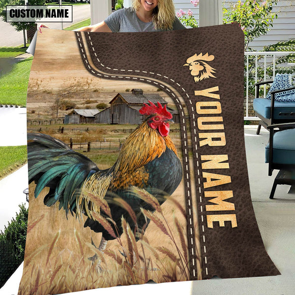 Joycorners Personalized Name Chicken Leather Pattern Blanket
