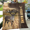 Joycorners Rain Deer Custom Name Leather Pattern Blanket