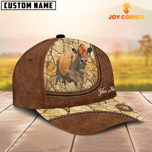Joycorners Custom Name Jersey Leather Pattern Brown Cap