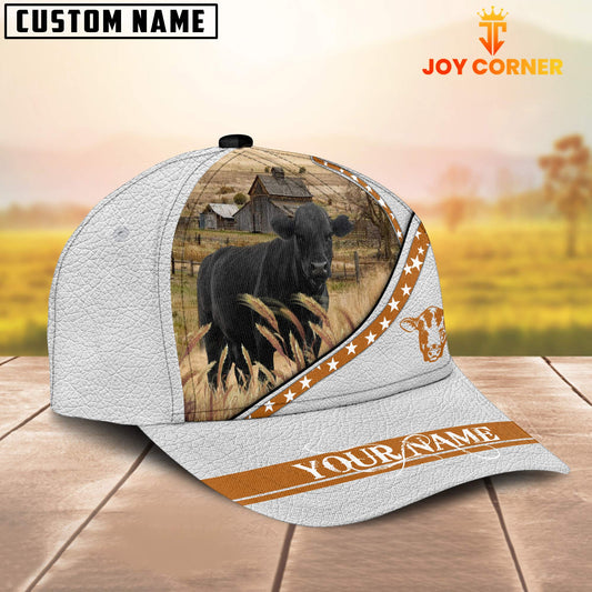 Joycorners Black Angus White Pattern Customized Name 3D Cap