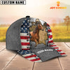 Joycorners Horse Customized Name US Flag Cap