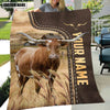 Joycorners Personalized Name Texas Longhorn Leather Pattern Blanket