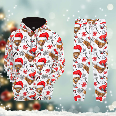 Joycorner Highland Happy Christmas Hoodie & Sweatpants Set