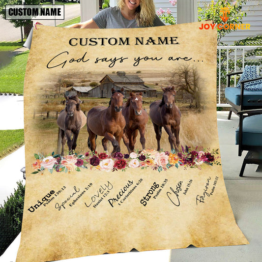 God Says You Are - Joycorners Personalized Name Horse Blanket