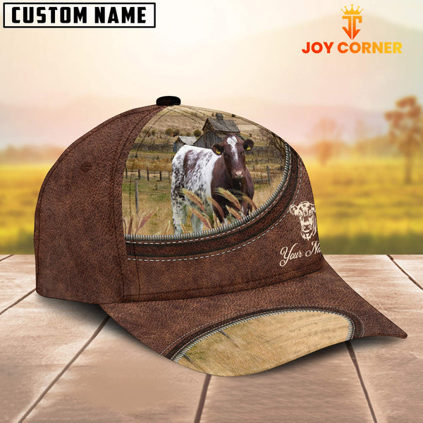 Joycorners Shorthorn On The Farm Customized Name Leather Pattern Cap