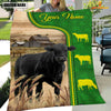 Joycorners Black Angus Green Farming Blanket Custom Name