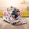 Joycorners Black Angus American Flag Flowers Pattern Cap