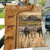 Joycorners Personalized Brown Swiss Cattle In Field Farmhouse Blanket