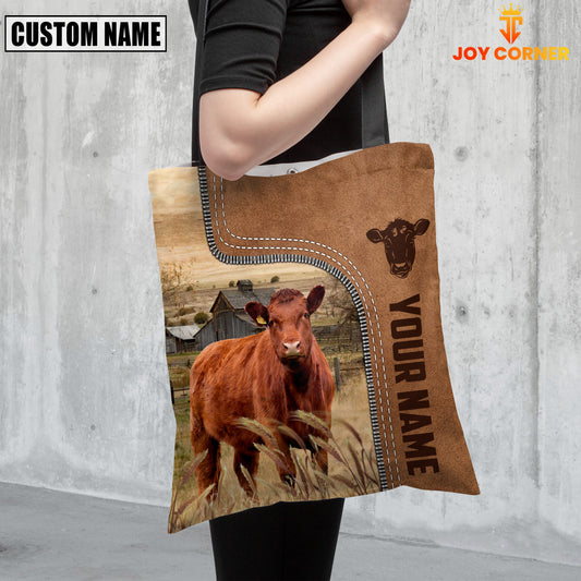 Joycorners Red Angus Custom Name 3D Tote Bag