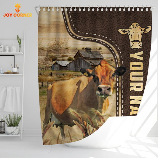 Joycorners Jersey Leather Pattern Custom Name Shower Curtain