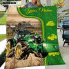 Joycorners Tractor Green Farming Blanket Custom Name