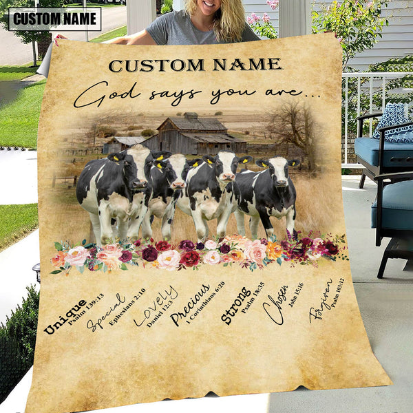 God Says You Are - Joycorners Personalized Name Holstein Blanket