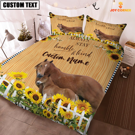 Joycorners Horse Stay Humble And Kind Custom Name Bedding Set