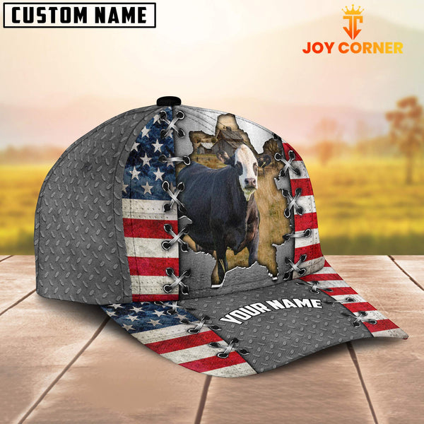 Joycorners Black Baldy Customized Name US Flag Cap
