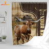 Joycorners Texas Longhorn Leather Pattern Custom Name Shower Curtain