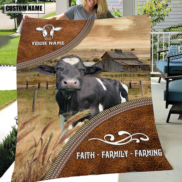 Joycorners Personalized Name Holstein Faith Family Farming Blanket