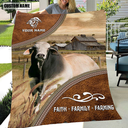 Joycorners Personalized Name Brahman Faith Family Farming Blanket