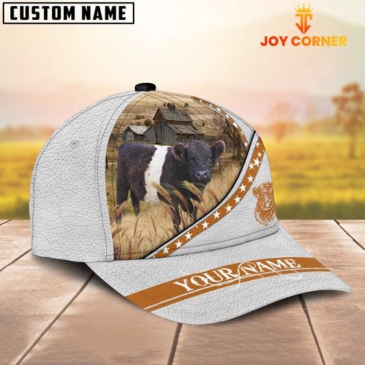 Joycorners Belted Galloway White Pattern Customized Name 3D Cap