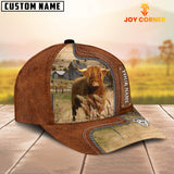 Joycorners Custom Name Highland Cattle Cap On The Meadow