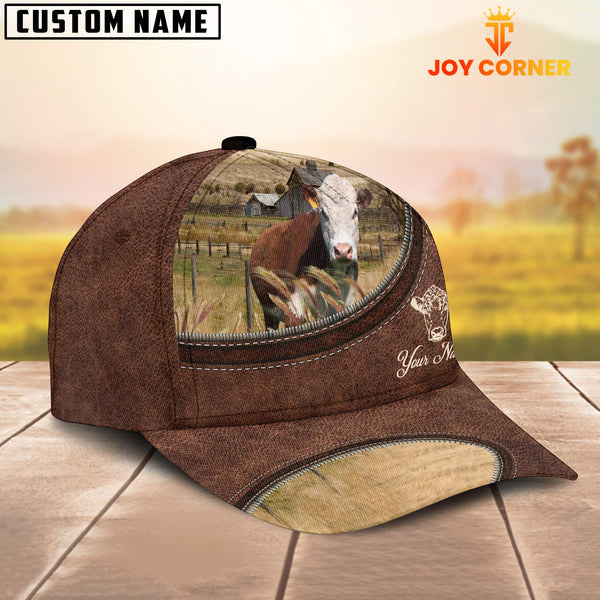 Joycorners Hereford On The Farm Customized Name Leather Pattern Cap