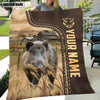 Joycorners Personalized Name Hogs Leather Pattern Blanket