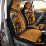 Joycorners Highland Cattle Pattern Customized Name 3D Car Seat Cover Set (2PCS)