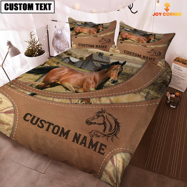 Joycorners Custom Name Horse On Farm Bedding Set