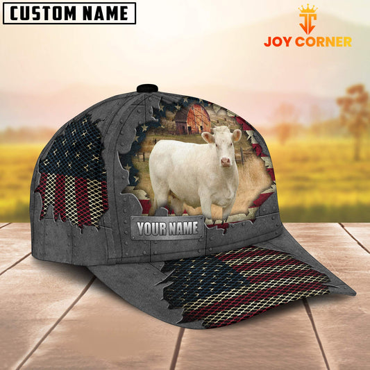 Joycorners Charolais Customized Name US Flag Net Cap