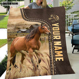 Joycorners Personalized Name Horse Leather Pattern Blanket