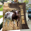 Joycorners Personalized Name Shorthorn Leather Pattern Blanket