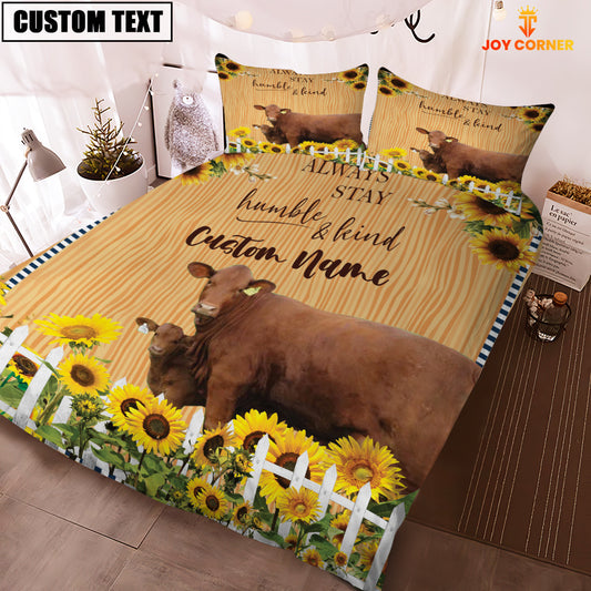 Joycorners Beefmaster Stay Humble And Kind Custom Name Bedding Set