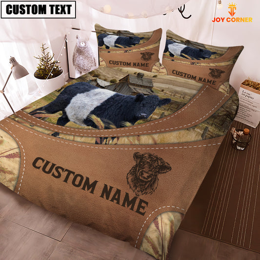 Joycorners Custom Name Belted Galloway On Farm Bedding Set