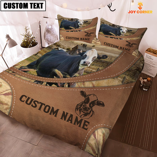 Joycorners Custom Name Black Baldy On Farm Bedding Set