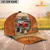 Joycorners Custom Name Red Tractor Leather Pattern Cap TT14