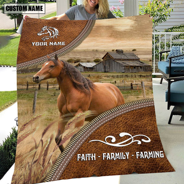 Joycorners Personalized Name Horse Faith Family Farming Blanket
