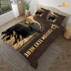 Joycorners Black Angus Custom Text Leather Pattern Bedding Set