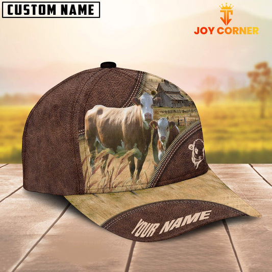 Joycorners Simmental On The Farm Customized Name 3D Brown Cap